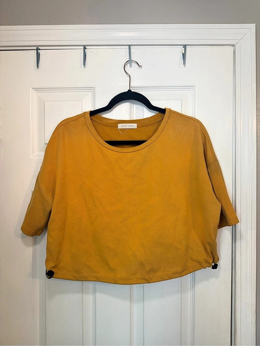 Gilded Intent Short Sleeve Textured Top in Yellow